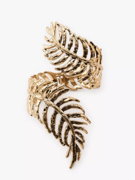 Zara Gold-tone Areca Leaf Metal Statement Bracelet. NWT